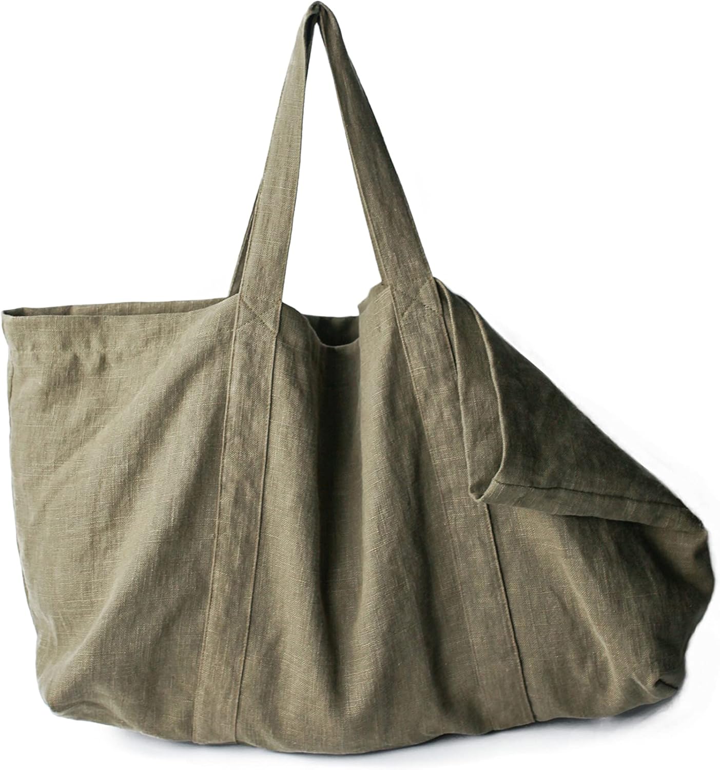 Linen Tote Bag with Interior Pockets
