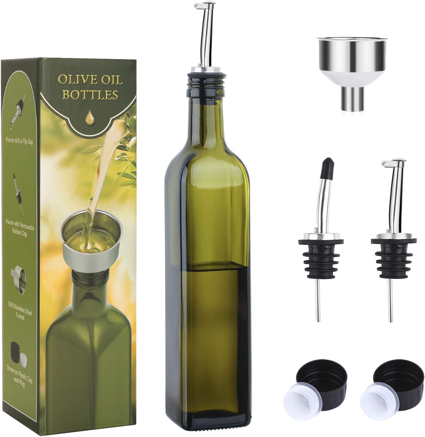 Glass Olive Oil Dispenser with Pourer